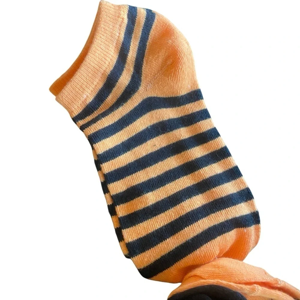 Rae Dunn Striped Orange and black Halloween Socks Set 5 pairs NWOT women’s
